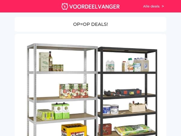 ✅ Kleine Prijs: XL Stellingkast -68% KORTING / Draagbaar Gasfornuis / Leg Cool Pillow 1+1 / 3x Solar Dierenlampen / Anti-Slakkentape 1+1