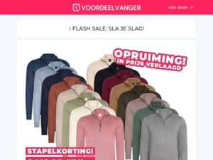 😱 OPRUIMING: Half Zip Sweater-80% Korting / Eazy Dekbed Gestreept / Dienblad Bed 1+1 / Weerstation / Verlicht Huisnummer