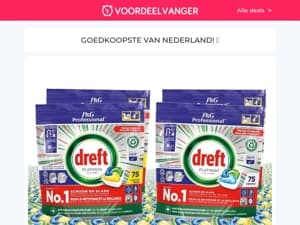 75+75 GRATIS! 🤝 Dreft Platinum Vaatwastabs / Sweaters (Stapelkorting) / Duivenverjager / Oprolbare Puzzelmat / Geurkaars XL