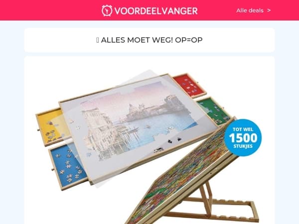 💥 MEGAHIT Met Korting: Puzzeltafel Premium / Jaarpack Vaatwastabs / Transport Trolley 1+1 / Tuinlampen 4+4 / Glazen Vershoudbakjes