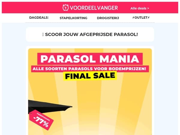 ⚠️⛱️ EXTRA AFGEPRIJSD: Parasol Mania - Keuze Uit Topmodellen!
