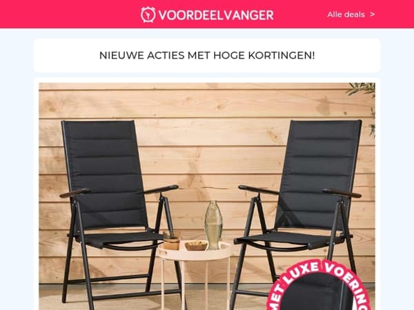 💥 OPRUIMDEALS: Tuinstoelen Met Voering -67% Korting / Double Stack Airfryer / Nano Tape 1+1 / Flessenlamp / Telefoonhouder 1+1