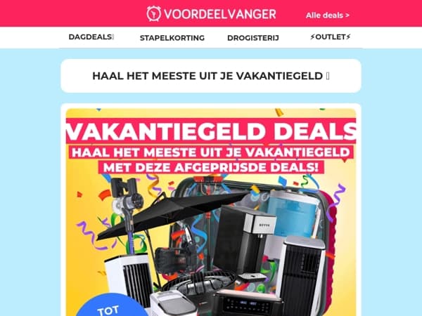 Vakantiegeld is binnen 🎉 Tot 90% KORTING in de OUTLET!