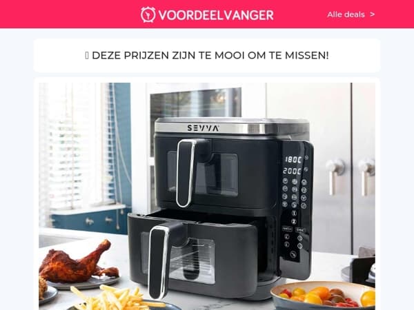 😱 67% KORTING: Dubbele Airfryer (Gezonde Keuze) / Stormparaplu / Smart Lampen 2+2 / Weerstation / 6x Sokken