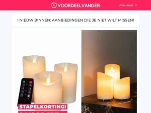 75% KORTING 😱 3-Pack Oplaadbare Kaarsen / Ariel Pods 70+70 Gratis / Power Scrubber / Transport Trolley 1+1 / Cozy Boots Pantoffels