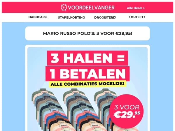 🔥👕 3 Voor Maar 29,95: Poloshirt Mario Russo!