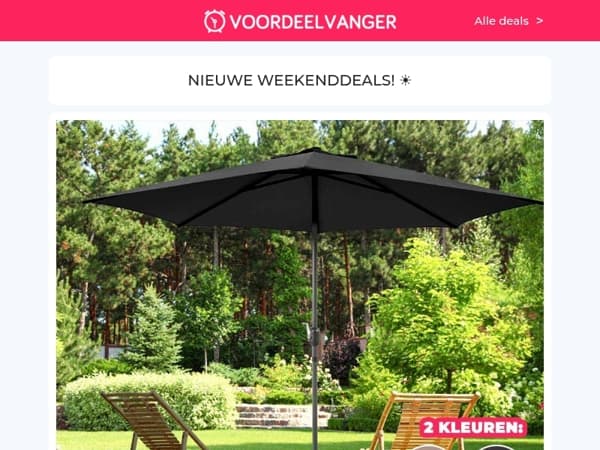 -70% KORTING ☀️ XL Parasol / 3D Air Hotel Topper / Gazonzaad / Bamboo T-Shirts (2-Pack) / Werksokken