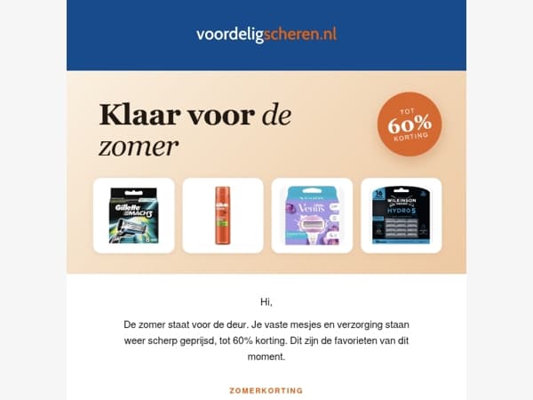 Zomerkorting: tot 60% op je vaste merken