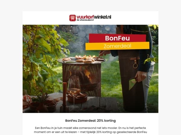 BonFeu zomerdeal: 20% korting