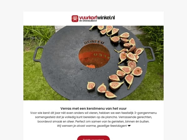 Verras met een kerstmenu van de plancha