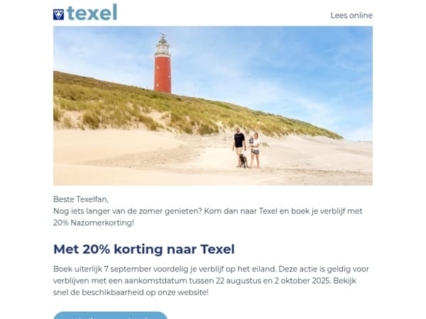 Kom met 20% korting naar Texel!