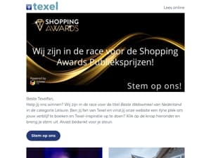 Lieve Texelfan, help jij ons een Shopping Award te winnen?