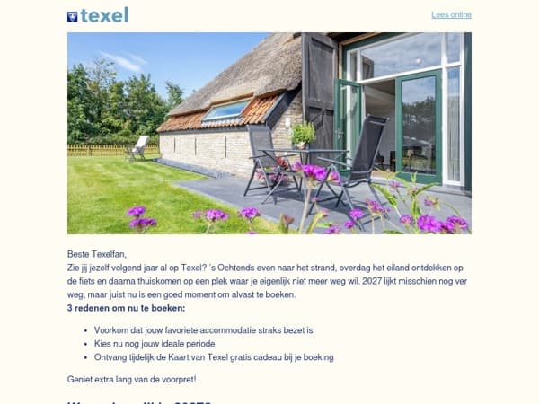 Beste Texelfan, in 2027 naar Texel?