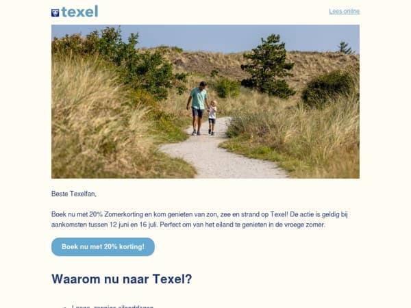 20% Zomerkorting op je Texelvakantie