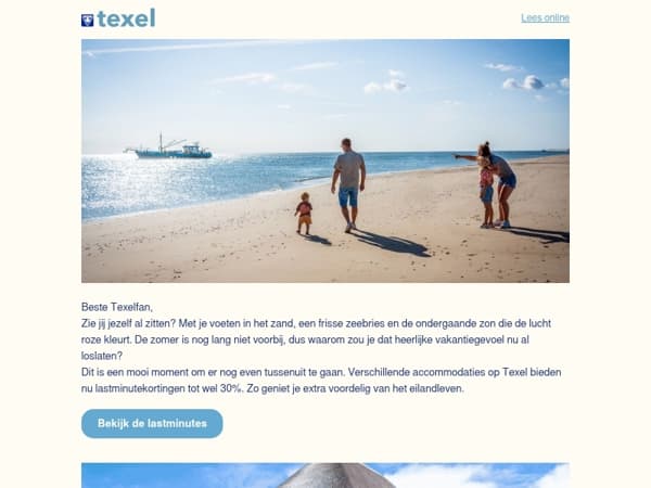 Verleng je zomer op Texel (nu tot 30% korting)