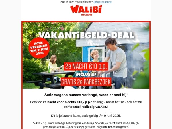☀️ Wegens succes verlengd: 2e nacht voor €10