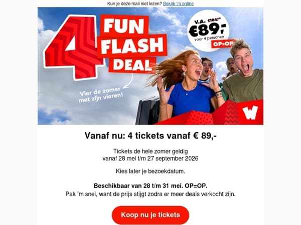 🎟️ 4 tickets vanaf €89: nu beschikbaar