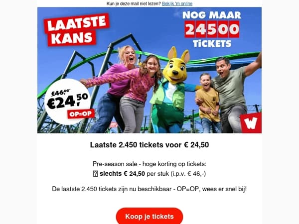 🎢 Laatste kans: nog 2.450 tickets voor €24,50