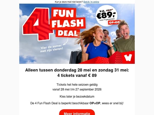4 tickets vanaf €89? Vanaf donderdag!