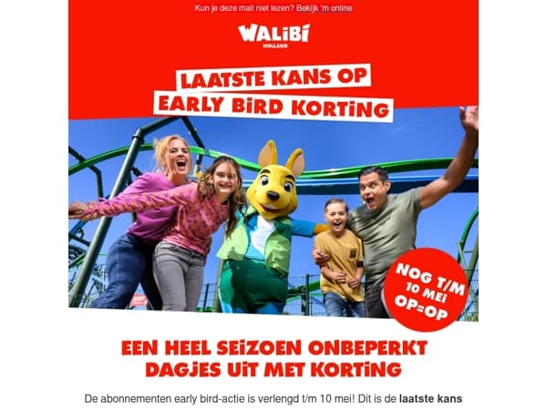 Nog t/m 10 mei: early bird-korting 🎢