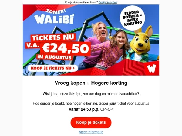 Tickets voor augustus vanaf € 24,50