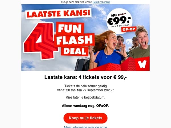 🎟️ Laatste kans: 4 tickets voor €99
