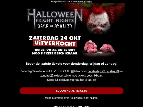 Zaterdag 24 oktober uitverkocht! 😱