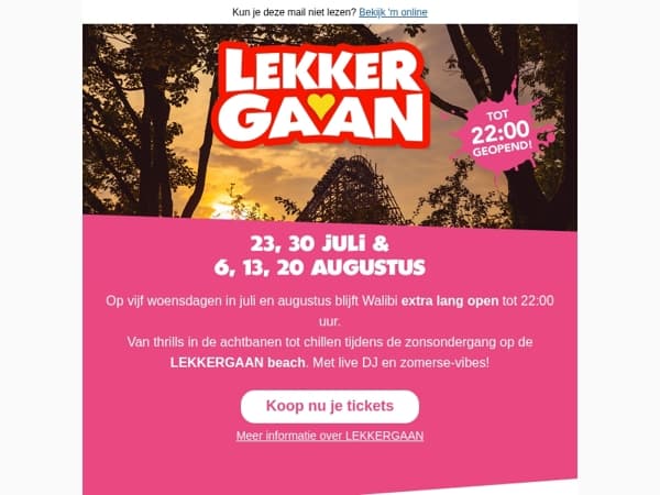 LEKKERGAAN tot 22:00 uur - Zomeravonden in Walibi 🎡🌅