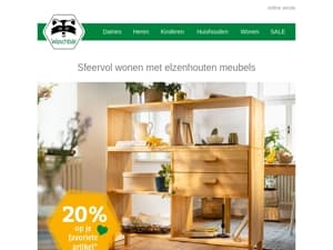 Nu: 20% op je favoriete artikel* 💚 Stijlvolle elzenhouten meubels