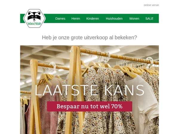 Nog 3 dagen tot we sluiten! ⏳ Profiteer nu snel van grote kortingen! 👕👜😍