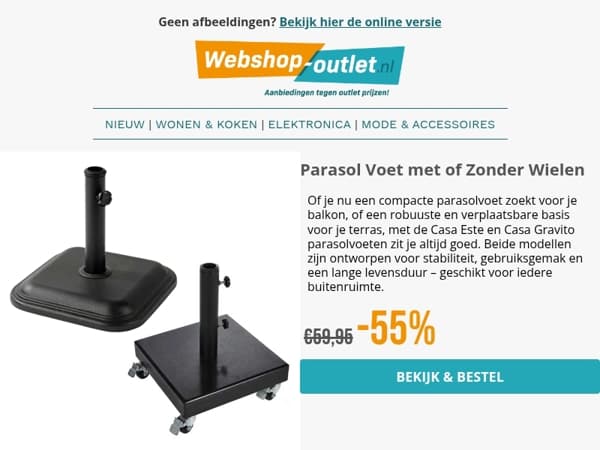 Parasolvoet met of zonder wielen / Nespresso Cupjes / Super Luxe Boxsprings / Ligbedden