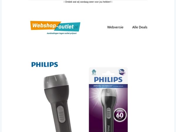 1+1 Zaklampactie Philips / Klamboe voor de Kinderkamer / Moderne Toiletborstel / Waterkoker Cheffinger / Polo's van Sol'S