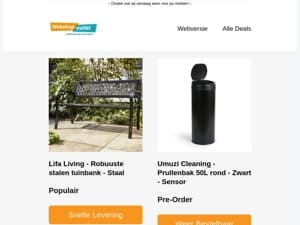 Sensor Prullenbak 50L / Robuuste Stalen Tuinbank / En meer..