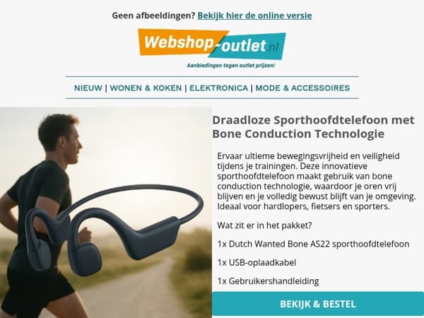 Draadloze Sporthoofdtelefoon / Migraine Muts / Overzetzonnebril Polariserend / 12x Fruit of the Loom / En meer..