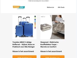 3-Delige Kofferset / Elektrische Knuffeldeken / Philips Zaklamp / En meer..