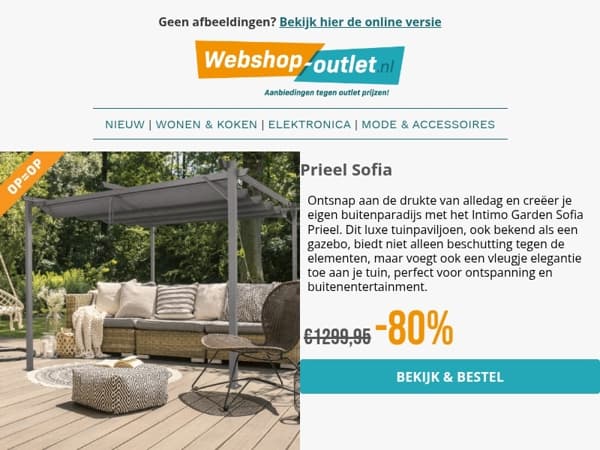 Prieel / Paviljoen Opruiming vanaf 249,95 / Onkruidbrander / Parasol met LED verlichting