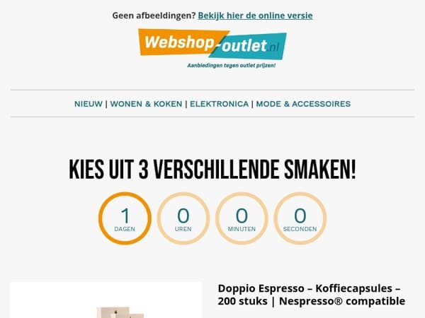 🕒 Actie stopt bijna: 200 Nespresso®-cups + gratis verzending
