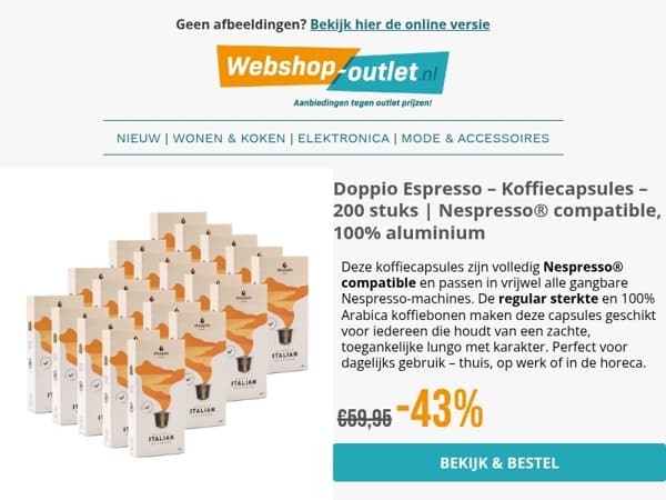 Nespresso cupjes van Doppio Espresso / Parasol Voeten / Nexxt Gootsteenkast Organizer / Houten Tuinbank