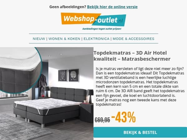 Topdekmatrassen / Prieel Sofia / Allergieverlichter Hooikoorts / Kledingrek Montpellier / Heuptasje