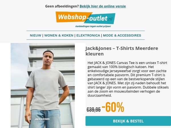 Jack & Jones T-Shirts / Statafel met LED verlichting / Tuinslang met Haspel / Plafond ventilator met Verlichting van FlinQ