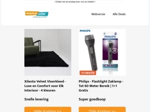 Philips Zaklampen 1+1 actie / Luxe Vloerkleden / En meer..