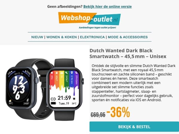 Smartwatch van Dutch Wanted / Menstruatie Warmteband / Waterborstel 7 m / Oprolbaar Windscherm / Schroevendraaier Bitset