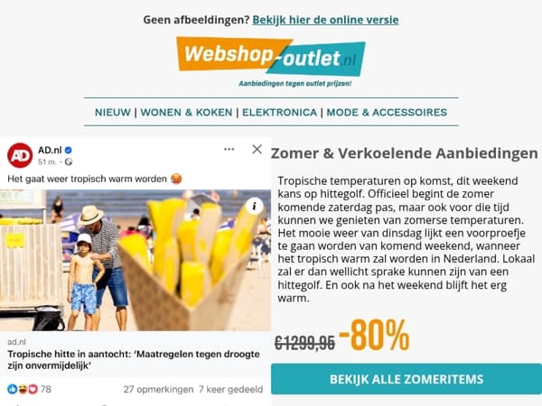 ⚠️ AD schrijft Tropische hitte in aantocht.. Neem maatregelen.. ⚠️