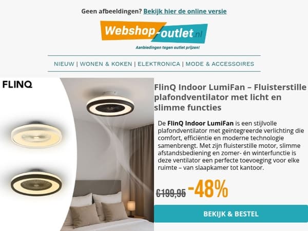 FlinQ – Fluisterstille plafondventilator / Sensor Prullenbak 60L / Meest Handige Tuin Hulpmiddel /  Puzzelmat / Muurlamp Dusk