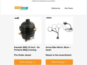 Pre-order Kamado BBQ 15 Inch / Fietsspiegel van Arrow / En meer..