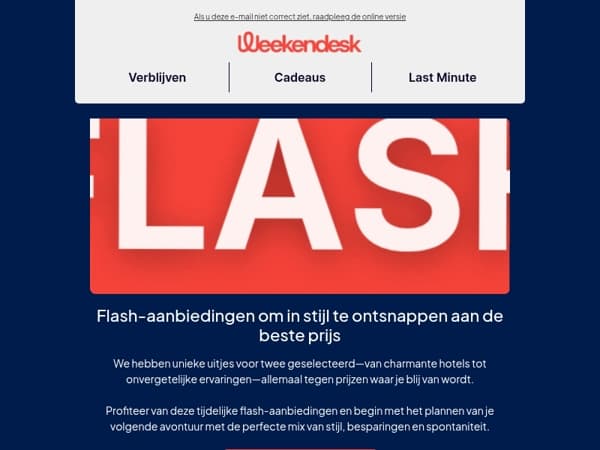 ⚡ Flitsverkopen: unieke uitjes tegen onweerstaanbare prijzen