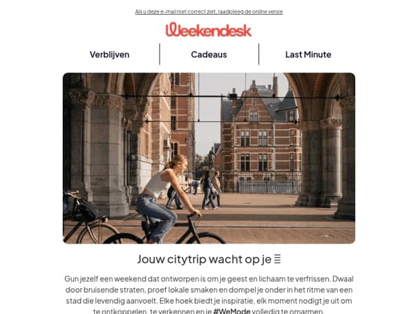 Activeer je #WeMode met tot -40%: verander van omgeving, verander van tempo 🌆