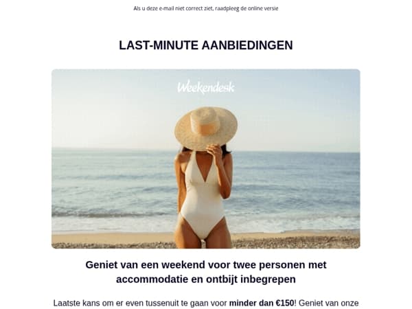 ⏱️ LAST MINUTE uitstapje voor twee voor minder dan €150 !