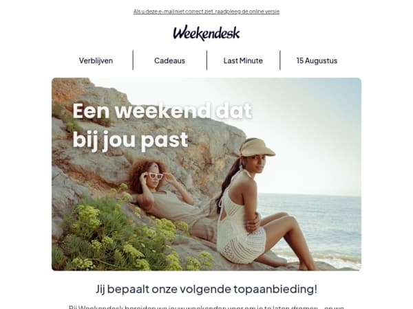 Help ons jouw ideale weekend te kiezen! 🧭