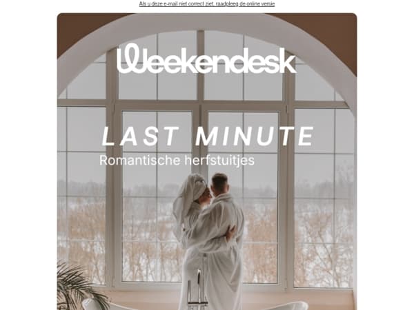 Een weekendje weg voor 2 dit weekend?